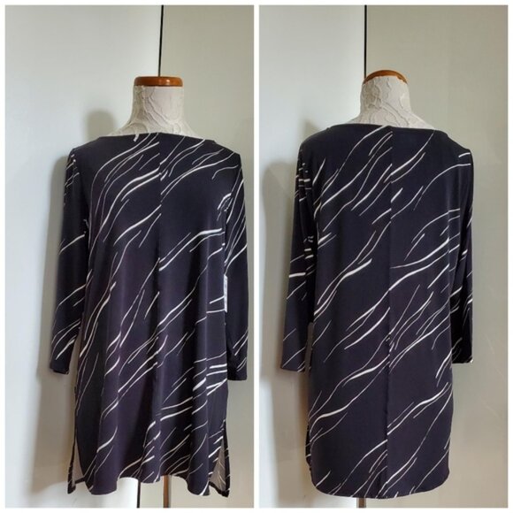 NWT Alfani Boat-Neck 3/4-Sleeve Printed Tunic M - Picture 3 of 10
